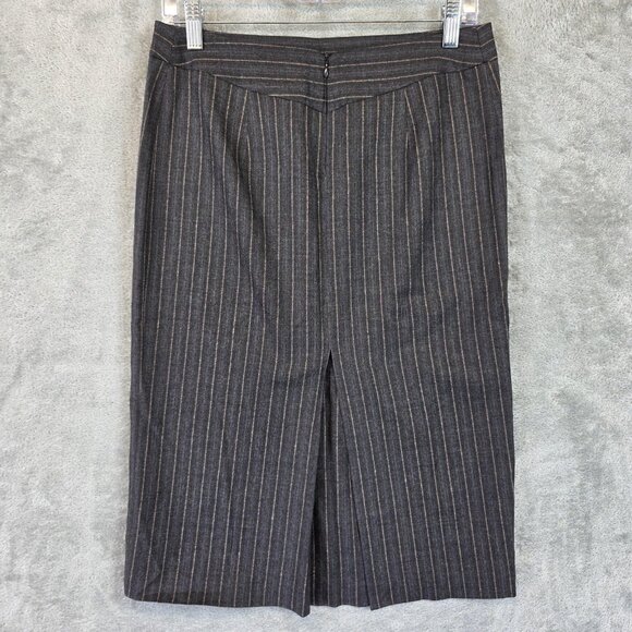MaxMara Skirt Womens 4 Gray Pinstripe Wool Blend Made In Italy Career Workwear - Picture 5 of 10